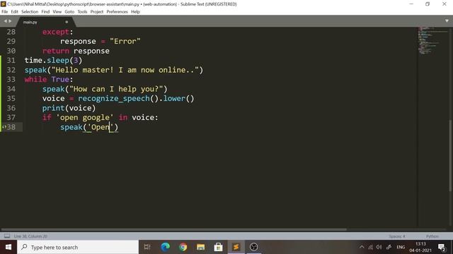 Web Automation In Python To Control Browser Using VOICE смотреть онлайн
