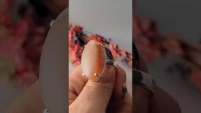 Peach Moonstone Silver Ring Size 9.5 смотреть онлайн