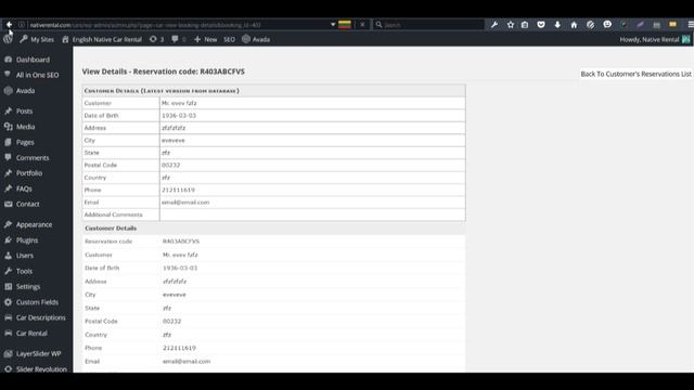 Car Rental System (Native WordPress plugin) - Backend Demo смотреть онлайн