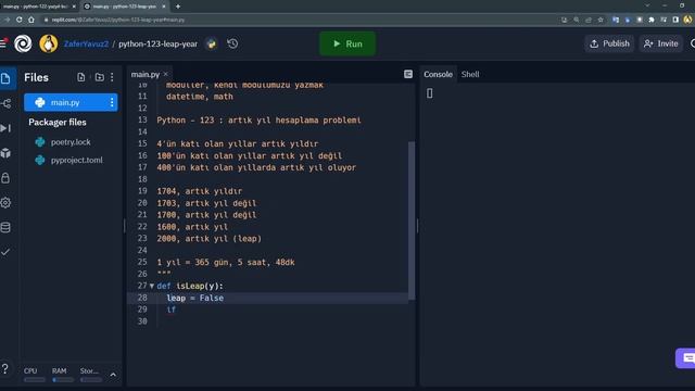 Python 123 - Uygulama: Artık Yıl (Leap) Hesaplama Örneği | sonsuz çalışan konsol uygulaması смотреть онлайн