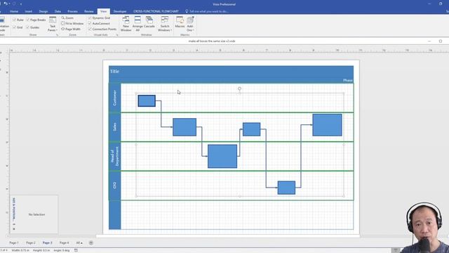Visio - How To Make All Boxes The Same Size In A Flowchart