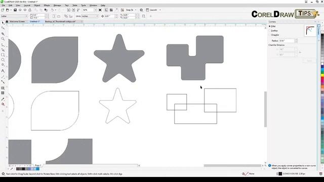 Creating fillet (rounded), scallop and chamfer corners in CorelDraw смотреть онлайн