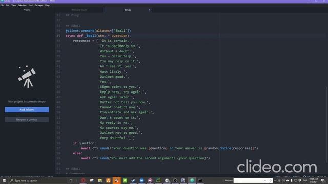 How to make a Discord Bot in Python! Part 6: Magic 8Ball command! смотреть онлайн