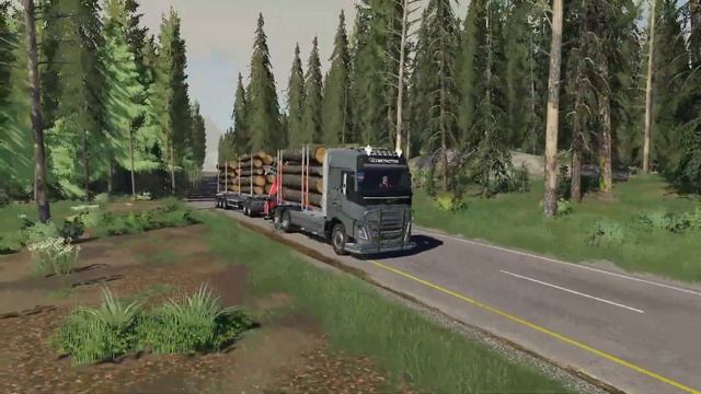 VOLVO FH16 750 TIMBER TRUCK?VOLVO MILL LOADER?FS19?NEW MAP?LOGGING?UNLOADING LOGS WITH A NEW LOADER смотреть онлайн