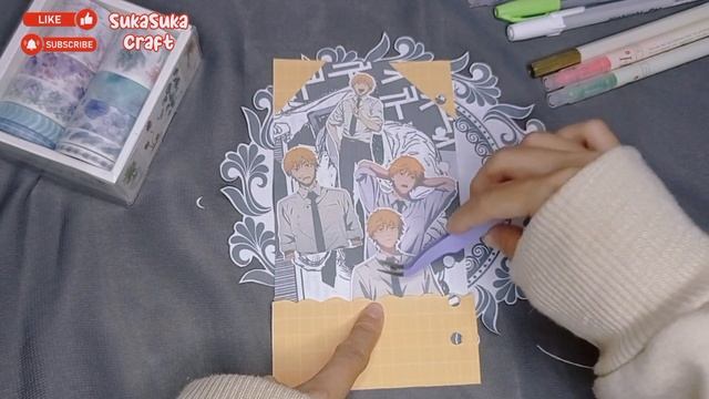 [ASMR] Anime Journal Denji (Orange Theme) #chainsawman #asmr #journaling #scrapbooking