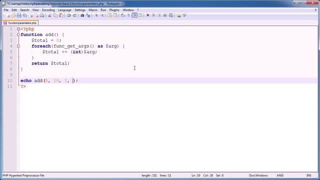 PHP Tutorial - Functions with Undefined Parameters смотреть онлайн