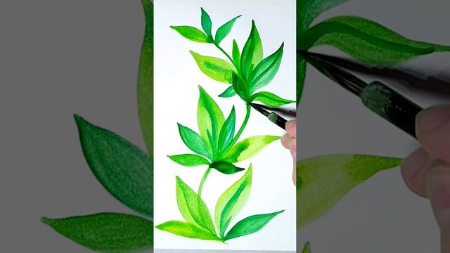 Стилизованная трава нарисованная гуашью кистью для каллиграфии.