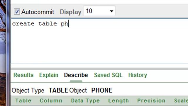 SQL, Structured Query Language, lesson 11, using oracle web application, Creating a table смотреть онлайн