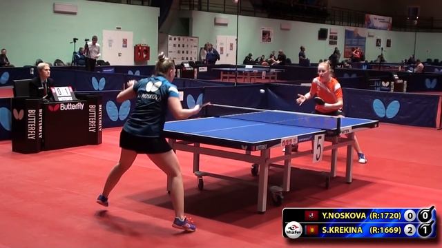 НАПРЯЖЁННАЯ ИГРА 1/8 FINAL NOSKOVA - KREKINA #RUSSIAN #Championships #tabletennis #настольныйтеннис
