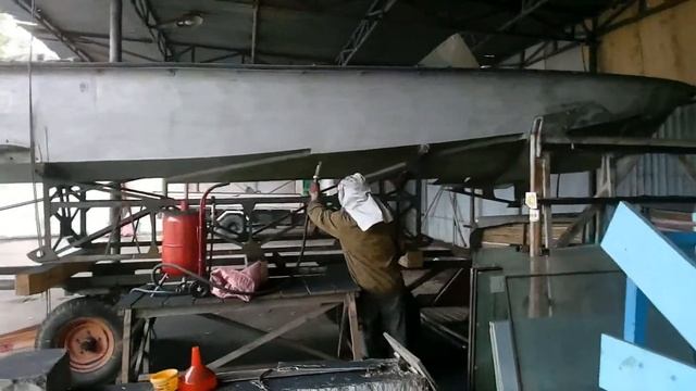Пескоструй алюминиевого катера/Sandblasting Of Aluminum Boat