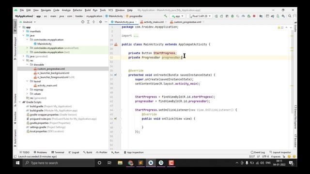 Custom Progress bar in Android Studio with Percentage | Android Tutorials смотреть онлайн