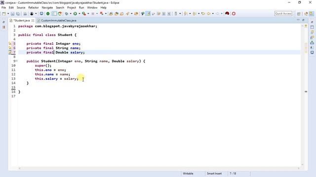 How to Create Custom Immutable Class in Java | Our own immutable class in java | RAJASEKHAR REDDY смотреть онлайн