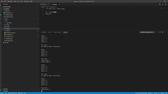 hakanozlemis - CS50’s Introduction to Artificial Intelligence with Python Project 4b Nim смотреть онлайн