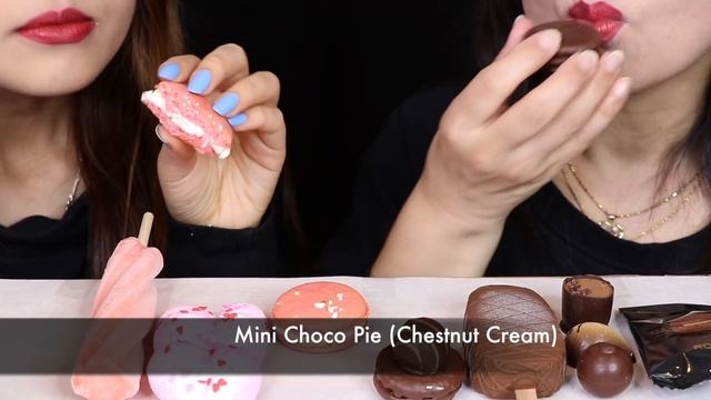 ASMR PINK + CHOCOLATE DESSERTS (ICE CREAM BAR, MACARON, SNOBALL, MARSHMALLOW, PINK OREO, TRUFFLE) 먹 смотреть онлайн