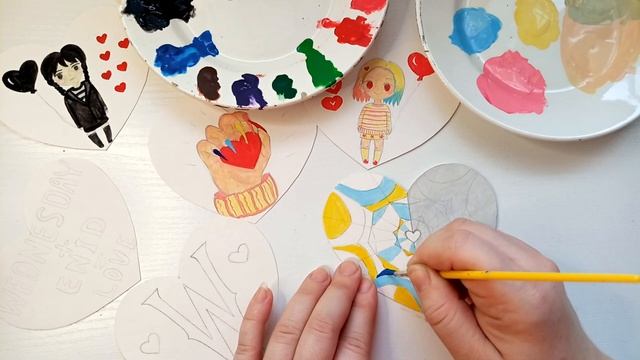 Валентинки своими руками / Уэнсдей валентинки / Валентинки на 14 февраля / Уэнсдей рисунки легко смотреть онлайн