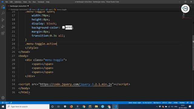 Responsive Hamburger Icon Animated UI Design | HTML | CSS | JQuery | Full Tutorial CodeRush смотреть онлайн