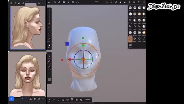 Basic sculpting of a head using Nomad as 3D-sculpting app on an iPad Pro (2020). смотреть онлайн