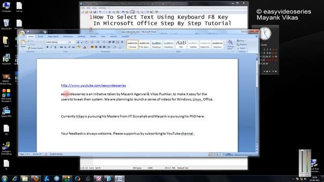 How To Select Text Using Keyboard F8 Key In Microsoft Office 2007 & 2010 Step By Step Tutorial смотреть онлайн