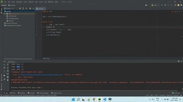 Open the laptop camera using openCv