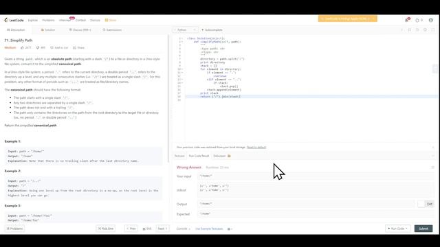 71 Simplify Path(Python & stack & full walk thru) смотреть онлайн