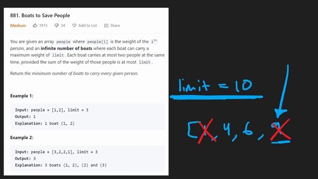 Boats to Save People - Leetcode 881 - Python смотреть онлайн