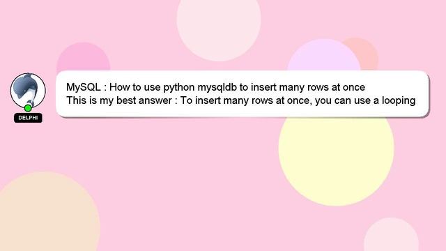 MySQL : How to use python mysqldb to insert many rows at once смотреть онлайн