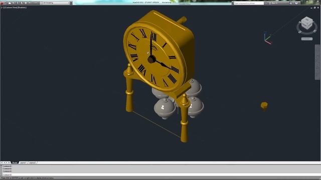 AutoCAD 2012 - Table Clock Modeling Part 5/5 смотреть онлайн