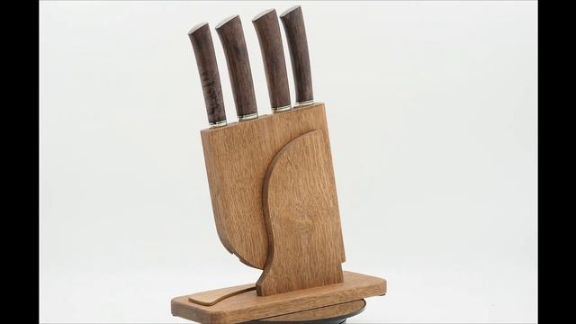 Набор ножей для кухни № 5, из Bohler М390, рукояти из стаб. карельской березы + подставка в подарок смотреть онлайн