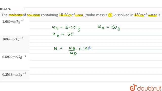 The molarity of solution containing `15.20 g` of urea, (molar mass = 60 смотреть онлайн