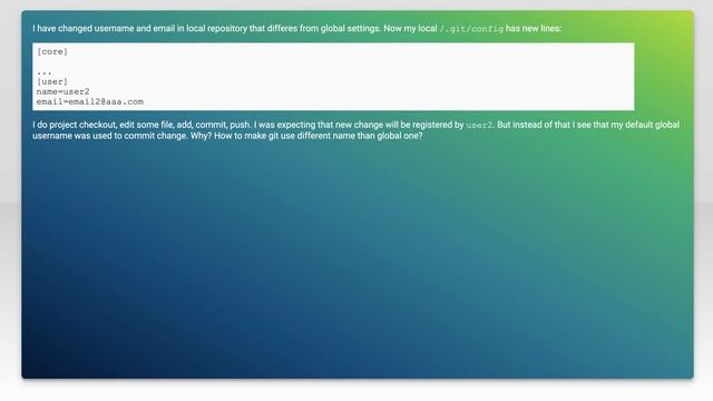 Git takes username from global settings instead of local one смотреть онлайн