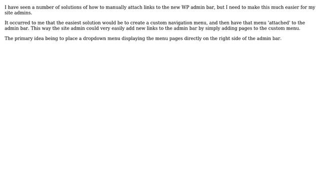 Wordpress: Attaching a navigation menu to the admin bar? смотреть онлайн