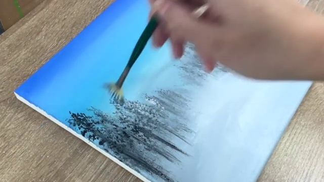 Snowy Winter Landscape for Beginners | Acrylic Painting Techniques #114 смотреть онлайн