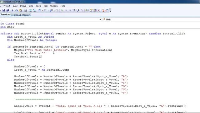 Vowels Counter using For Loop and Feedback in Visual Basic.Net смотреть онлайн