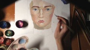 Рисуем женский портрет гуашью.Пишем портрет рыжеволосой девушки.