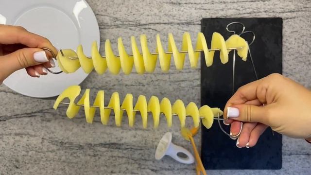 ОБЗОР: НОЖ для нарезки картофеля спиралью POLLEO. Рецепт жареной спиральной картошки.