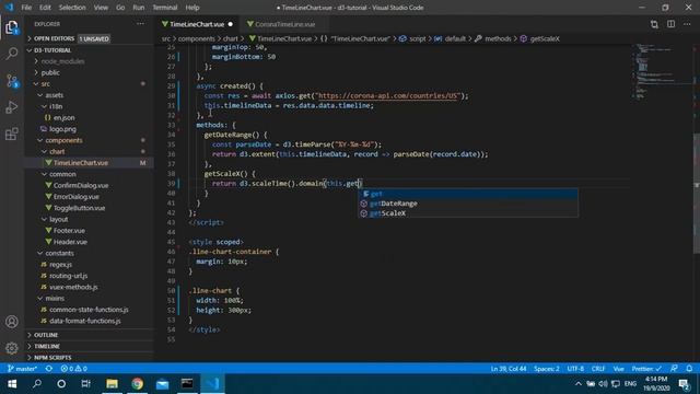 Draw line chart by using d3 library in VueJS (Corona virus live chart) смотреть онлайн