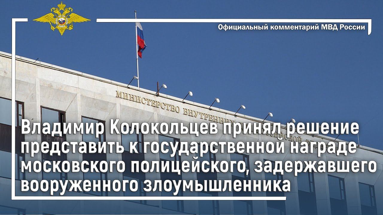 Владимир Колокольцев представил к награде полицейского, задержавшего вооруженного злоумышленника смотреть онлайн
