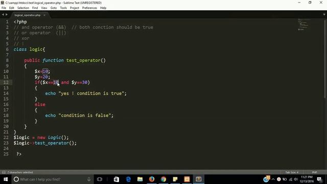 logical operator in php with object oriented programming | learn php step by step смотреть онлайн