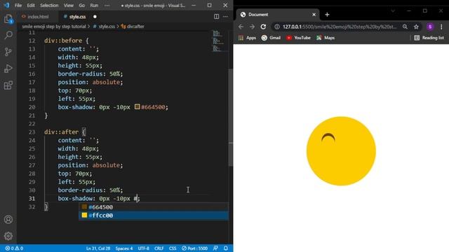 [Single Div] smile emoji using pure html and css | basic html and css project for beginners. смотреть онлайн