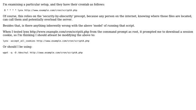 DevOps & SysAdmins: Using lynx or wget in cron to call a php script? смотреть онлайн