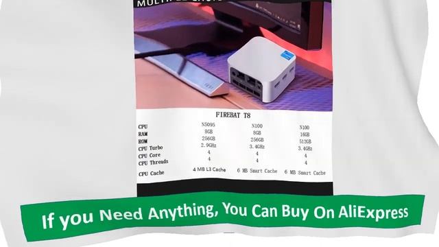 FIREBAT T8 Pro Plus Mini PC Intel Celeron N5095 N100 Desktop Gaming Computer 8GB