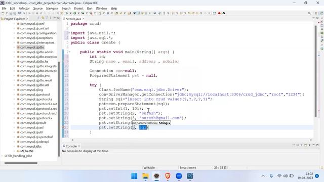Data insert into jdbc database. How to insert data into table and database throw eclipse. смотреть онлайн