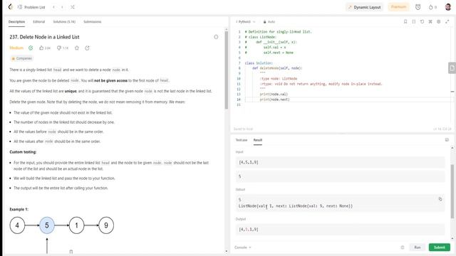 LeetCode | Task "237. Delete Node in a Linked List" | Python solution | O(1) смотреть онлайн