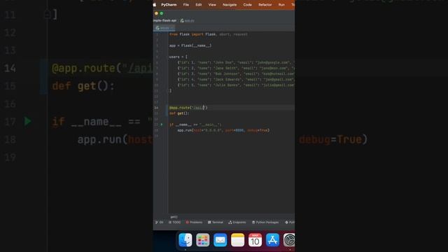 Flask API Get method, fetch all users смотреть онлайн