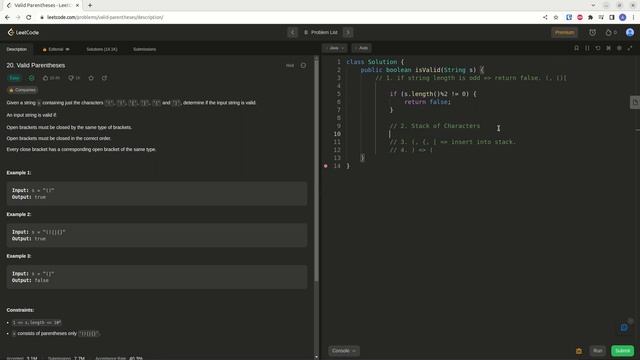 Leetcode - 20 Valid Parentheses in Java смотреть онлайн