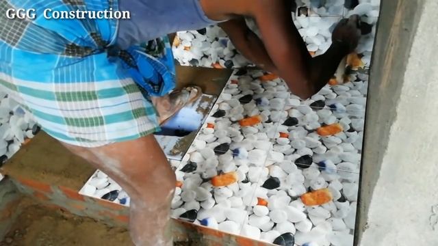 Amazing technology-How to install bathroom floor tiles- using by cement mixer grout смотреть онлайн