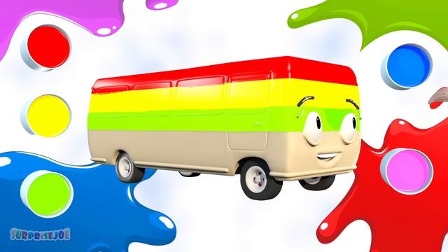 Learn Colors with Bus Paint | Finger Family & Nursery Rhymes for Kids смотреть онлайн