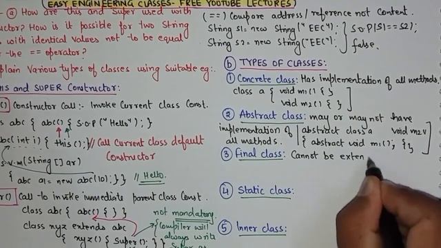 Java Questions for Semester Exams | Part 15 | this and super in constructor, types of classes смотреть онлайн