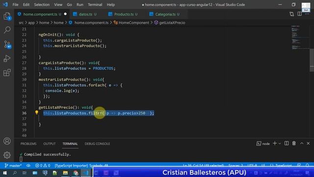 TypeScript en Angular 12 Lista de objetos usando metodo filter por atributos d un objeto relacion P смотреть онлайн