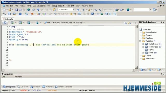 Hvordan kode PHP - Del 3 Variabler, datatyper og kommentering av kode i PHP 1/2 смотреть онлайн